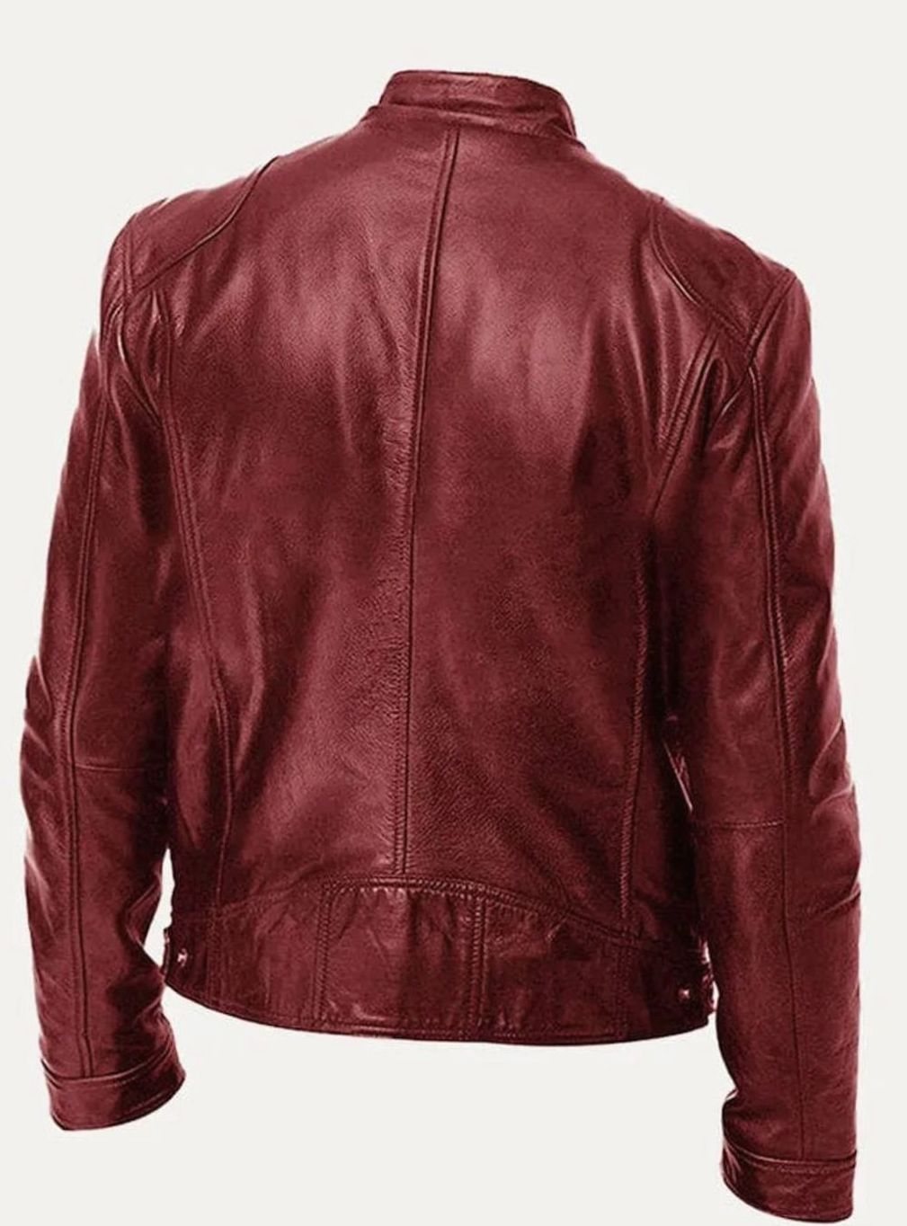 Men's Black Slim-Fit Zip-Up Leather Biker Jacket
