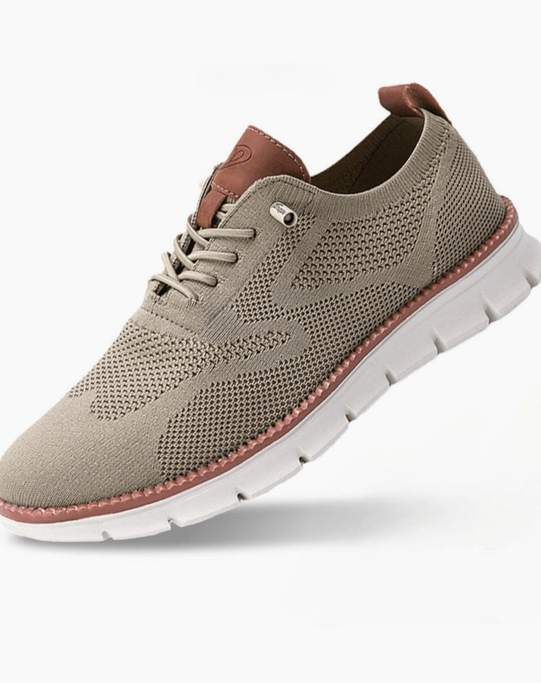 Men's Breathable Knit Lace-Up Lightweight Everyday Trainers - Beige