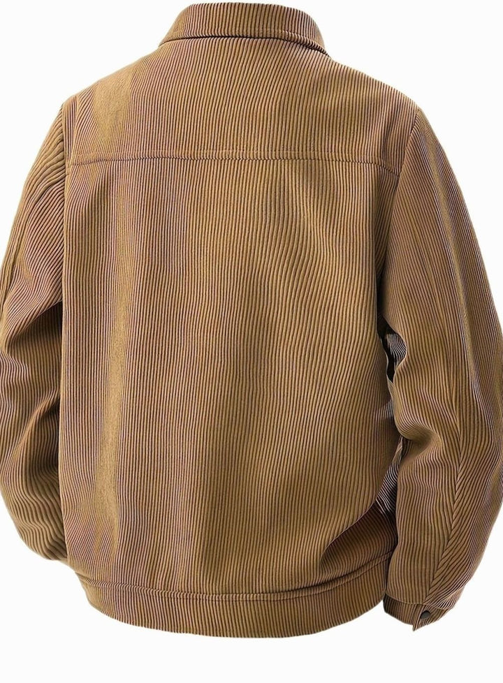 Men's Corduroy Snap-Button Shirt Jacket with Chest Pockets