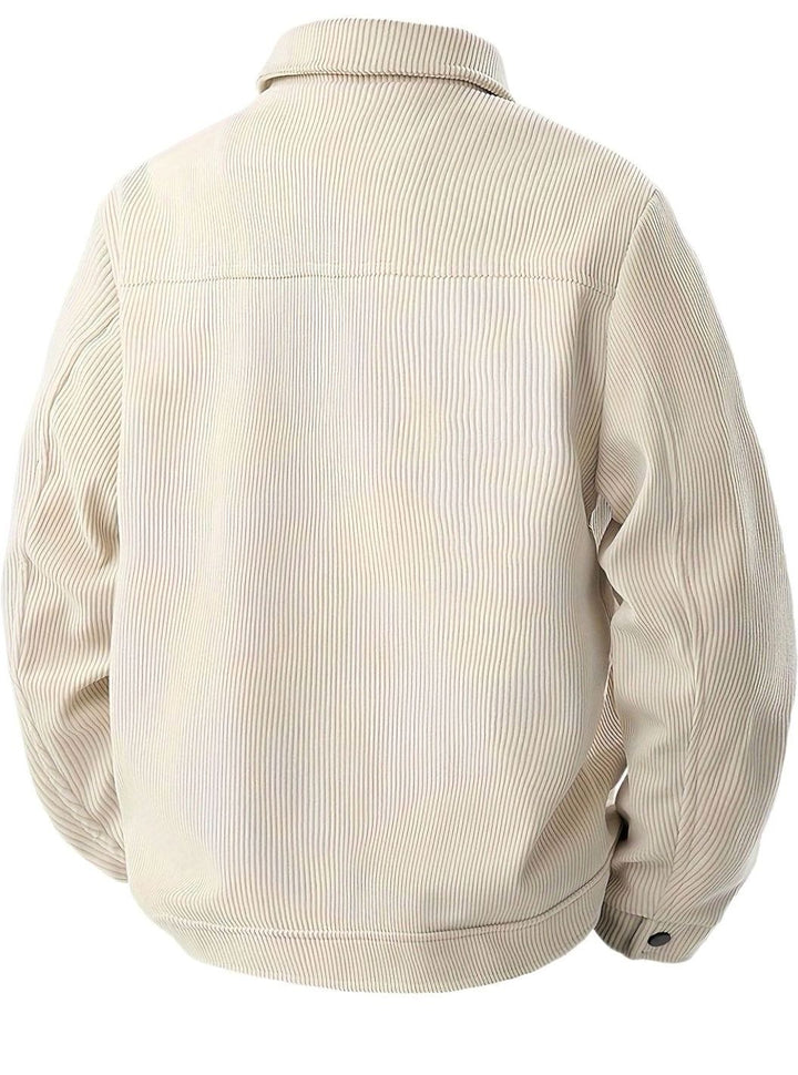 Men's Corduroy Snap-Button Shirt Jacket with Chest Pockets