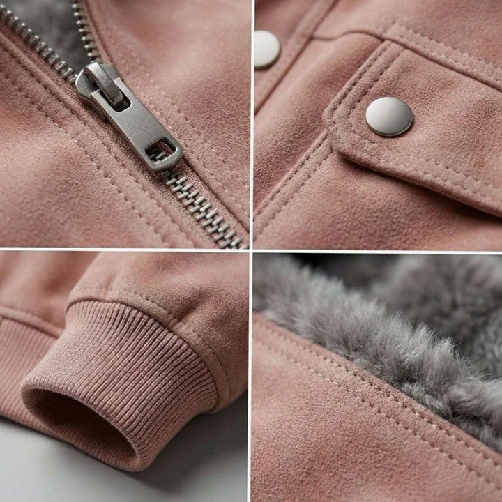 Men's Distressed Lambskin Leather Zip-Up Bomber Jacket