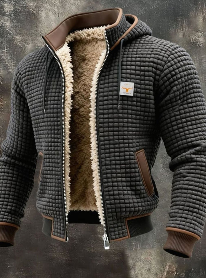 Men's Fleece-Lined Hooded Full-Zip Winter Jacket - Grey