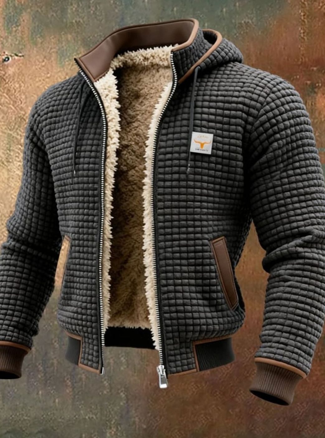 Men's Fleece-Lined Hooded Full-Zip Winter Jacket