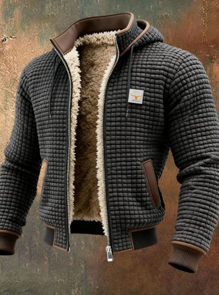 Men's Fleece-Lined Hooded Full-Zip Winter Jacket