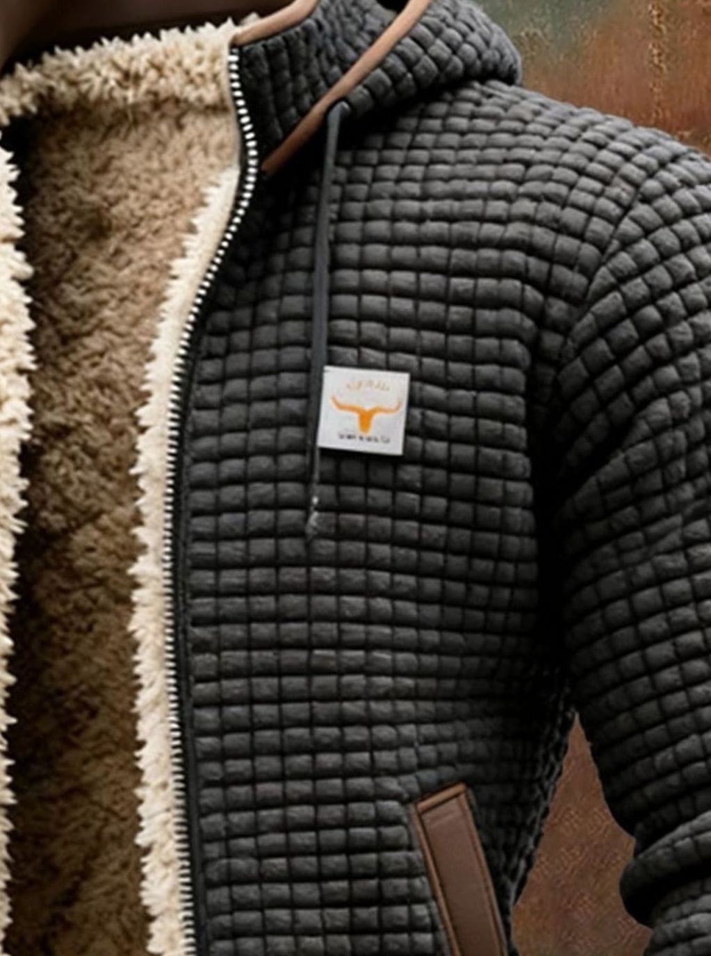 Men's Fleece-Lined Hooded Full-Zip Winter Jacket