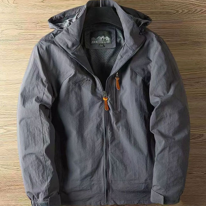 Men's Fleece-Lined Hooded Water-Repellent Outdoor Jacket - Grey