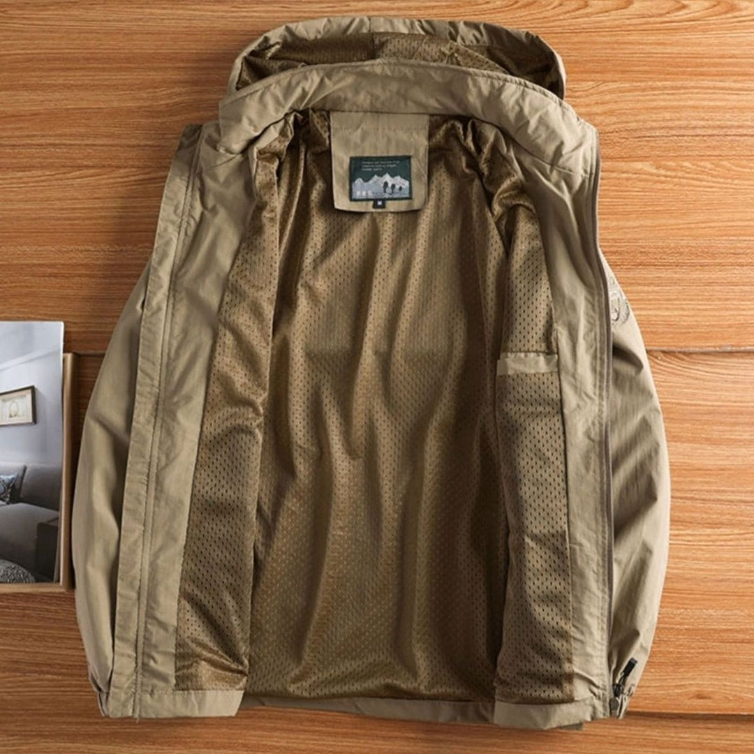 Men's Fleece-Lined Hooded Water-Repellent Outdoor Jacket