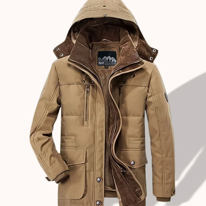 Men's Fleece-Lined Hooded Winter Parka Coat Multi-Pocket