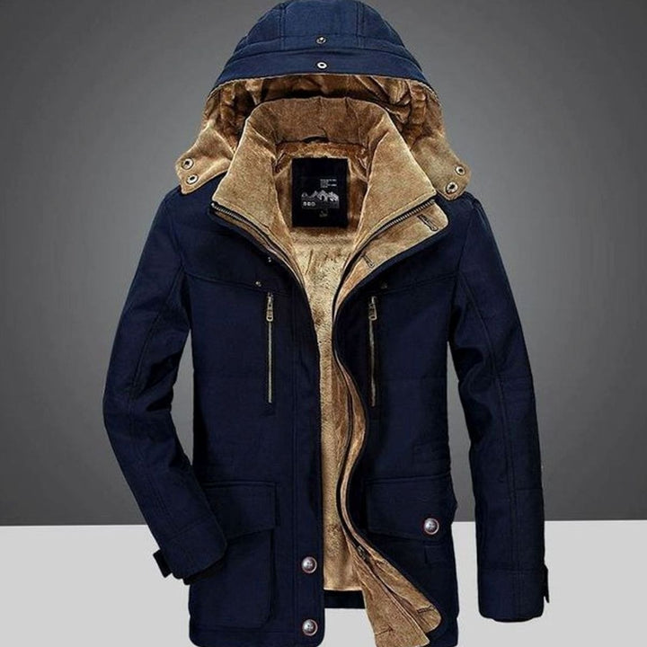 Men's Fleece-Lined Hooded Winter Parka Coat Multi-Pocket