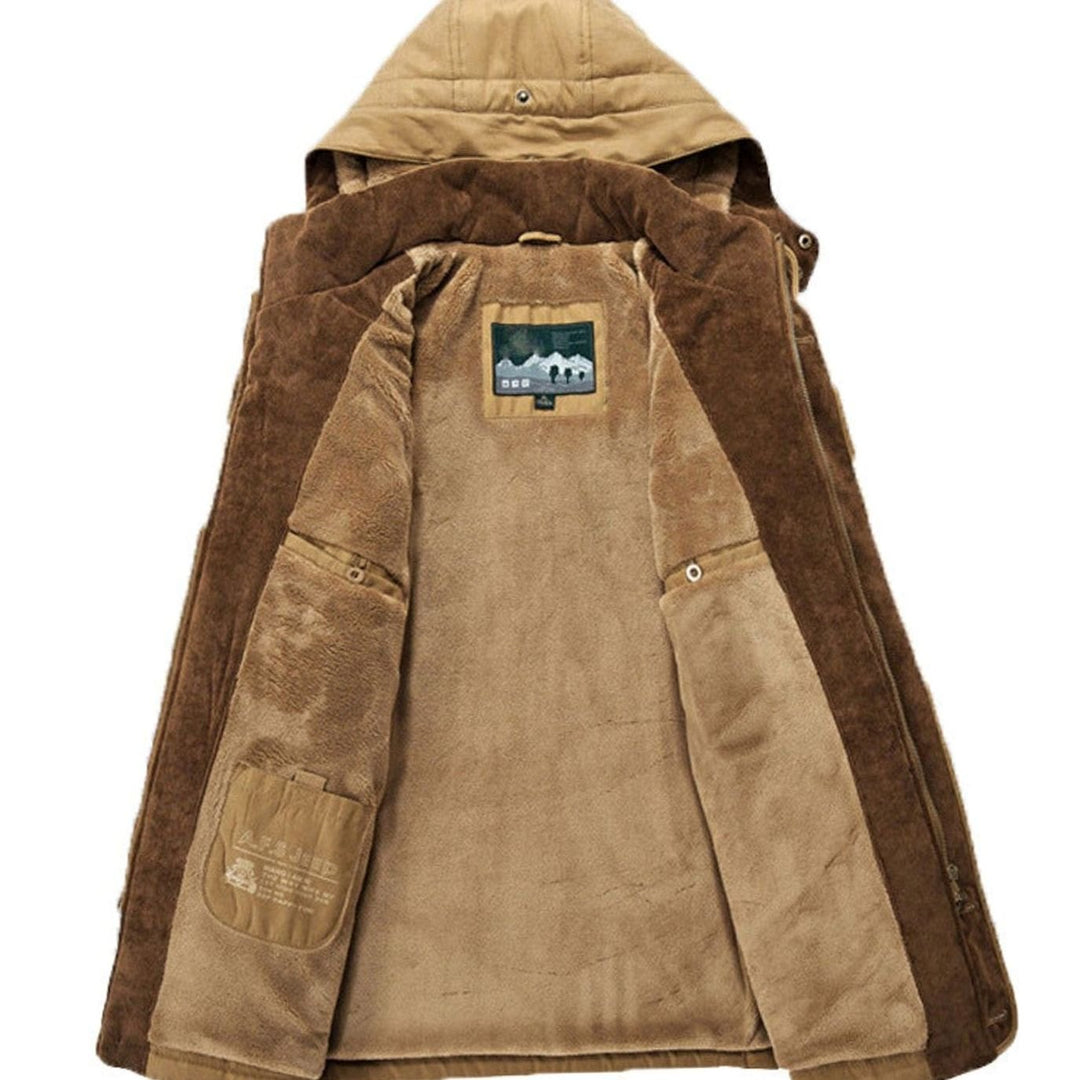 Men's Fleece-Lined Hooded Winter Parka Coat Multi-Pocket