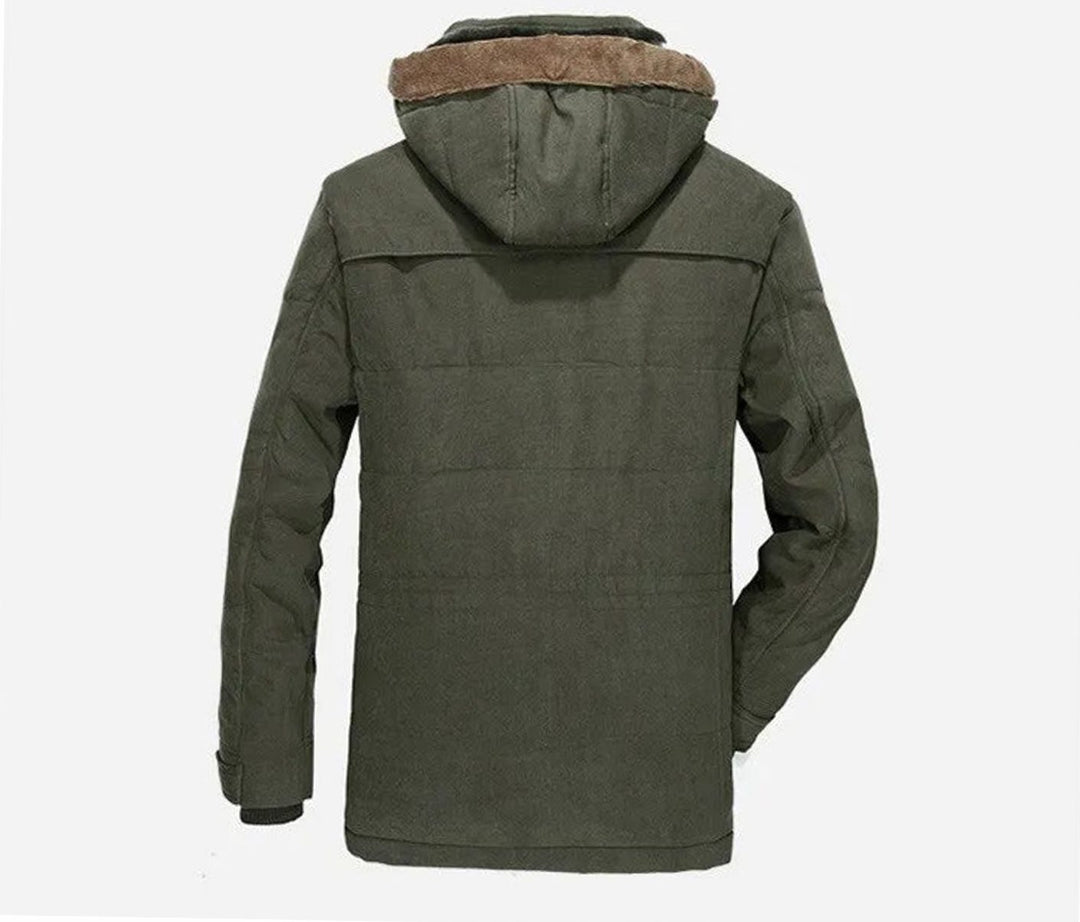 Men's Fleece-Lined Hooded Winter Parka Coat Multi-Pocket