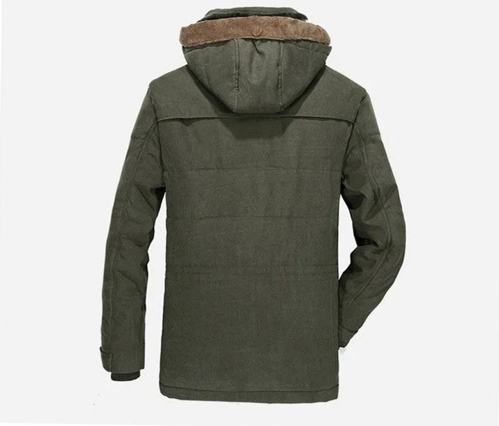 Men's Fleece-Lined Hooded Winter Parka Coat Multi-Pocket