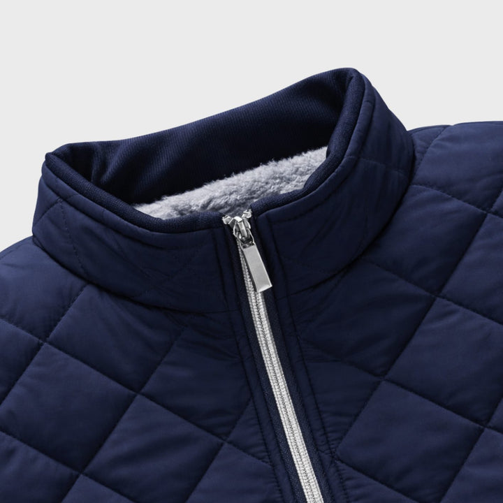 Men's Fleece-Lined Quilted Diamond-Stitch Zip-Up Jacket