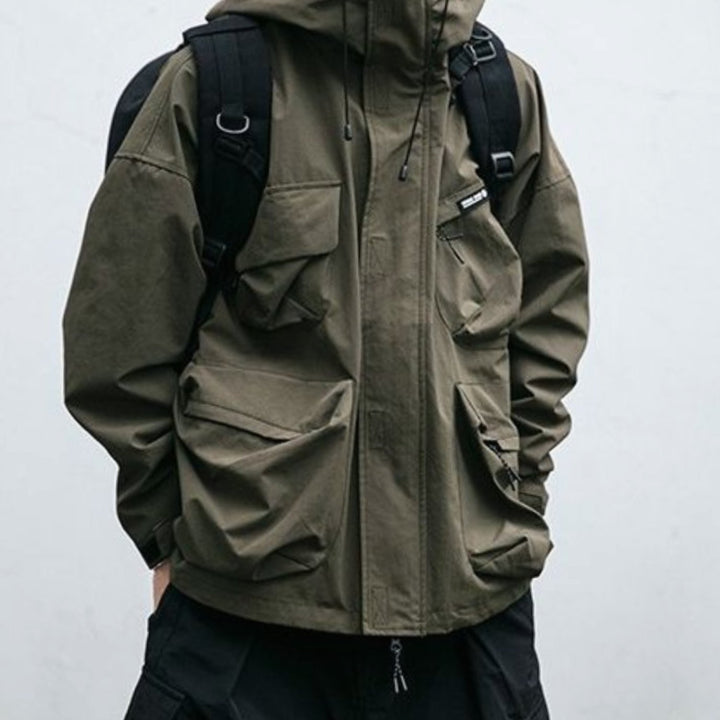 Men's Hooded Multi-Pocket Technical Outdoor Jacket - Green