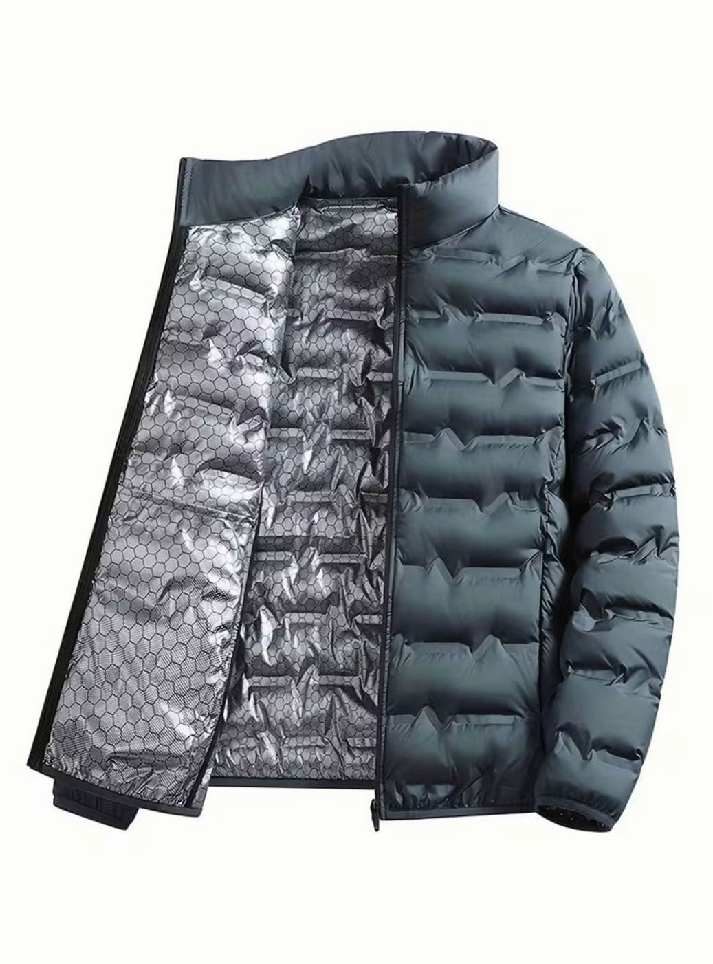 Men's Lightweight Quilted Puffer Jacket Stand Collar Multi-Pocket