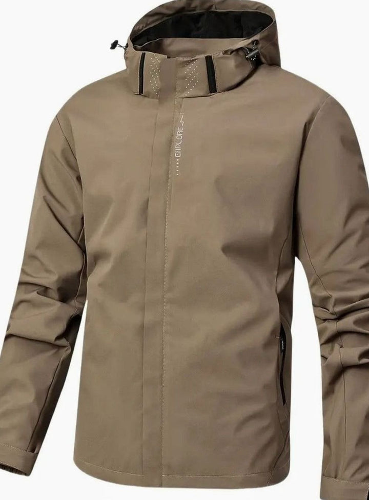 Men's Lightweight Waterproof Hooded Windbreaker Jacket - Khaki