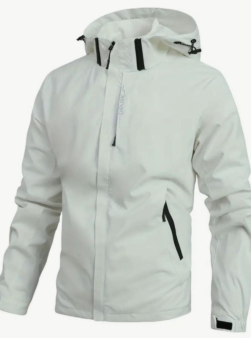 Men's Lightweight Waterproof Hooded Windbreaker Jacket - White