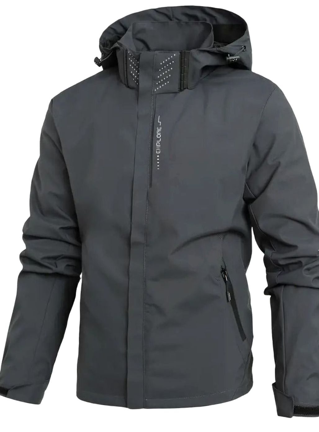 Men's Lightweight Waterproof Hooded Windbreaker Jacket - Grey