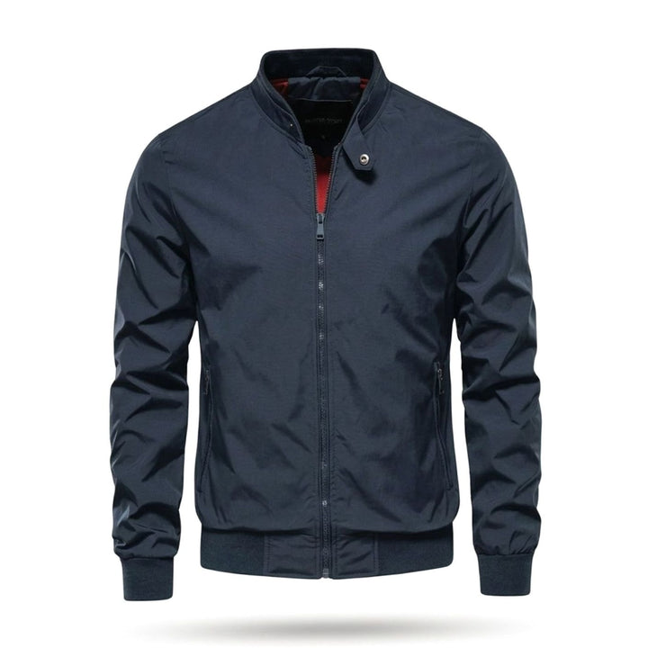 Men's Lightweight Zip-Up Bomber Jacket Ribbed Cuffs - Blue