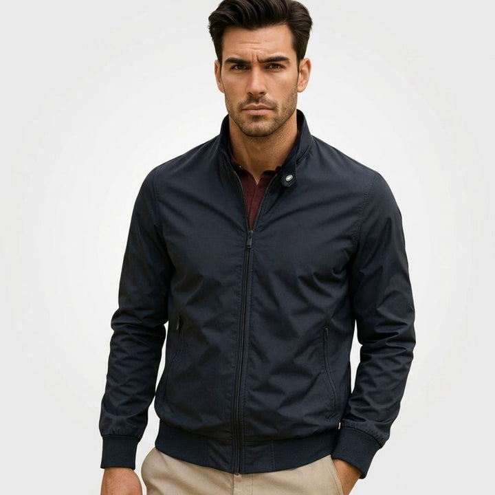 Men's Lightweight Zip-Up Bomber Jacket Ribbed Cuffs