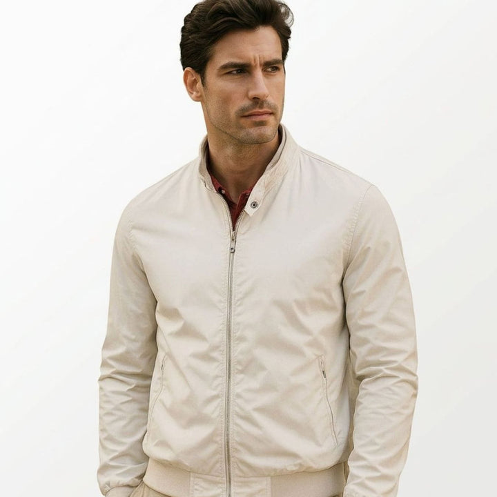 Men's Lightweight Zip-Up Bomber Jacket Ribbed Cuffs