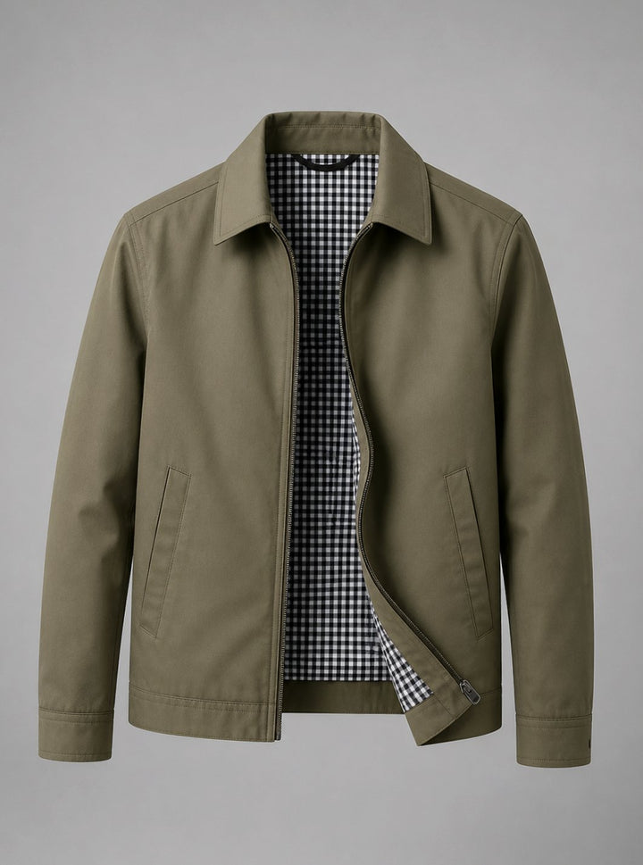 Men's Lightweight Zip-Up Smart Casual Harrington Jacket - Green