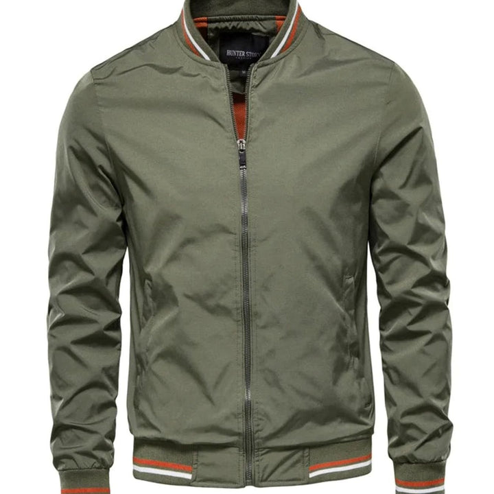 Men's Lightweight Zip-Up Varsity Bomber Jacket - Green
