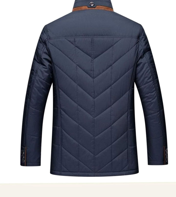 Men's Quilted Fleece-Lined Winter Jacket Stand Collar