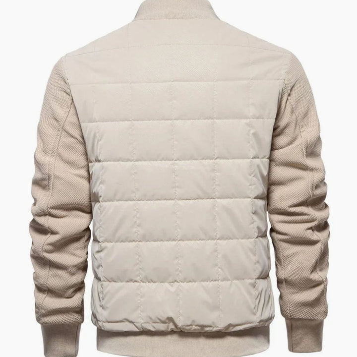 Men's Quilted Puffer Knit-Sleeve Zip-Up Winter Jacket