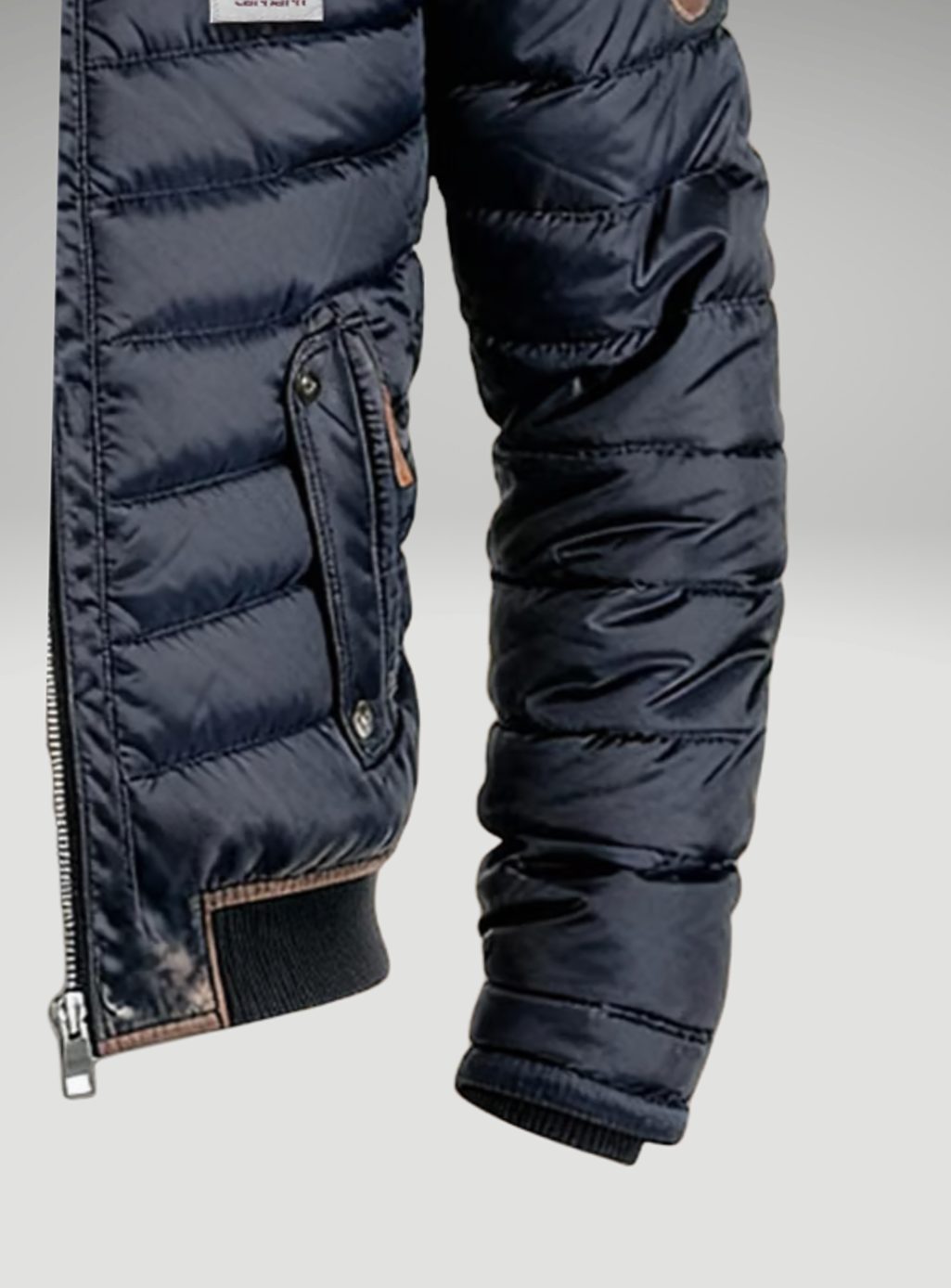 Men's Quilted Puffer Winter Jacket Stand Collar Multi-Pocket