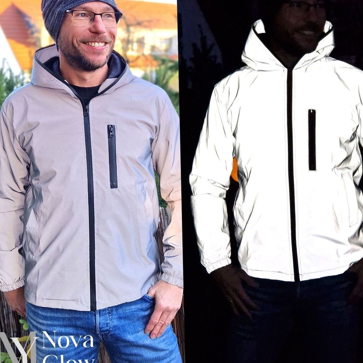 Men's Reflective Hooded Windproof Water-Resistant Jacket