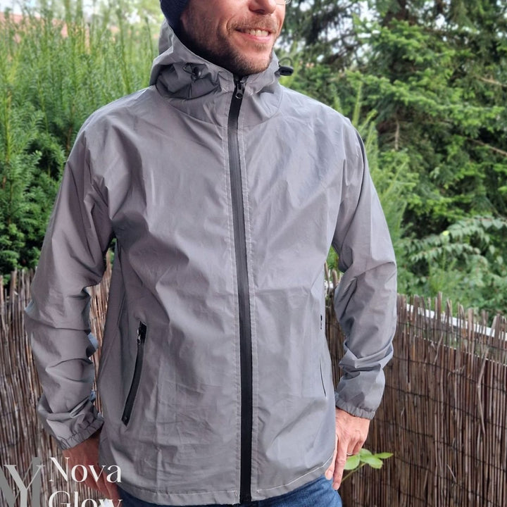 Men's Reflective Hooded Windproof Water-Resistant Jacket