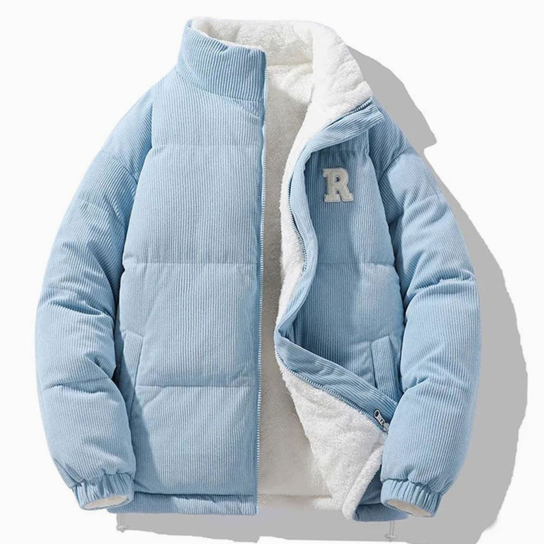 Men's Reversible Corduroy Fleece-Lined Puffer Winter Jacket