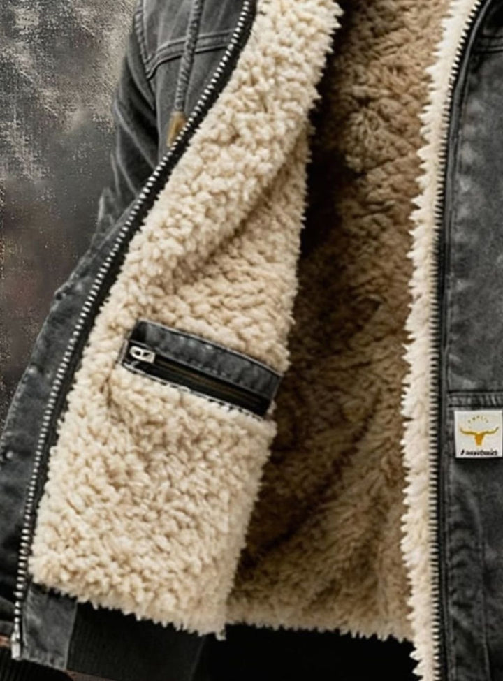 Men's Sherpa-Lined Hooded Zip-Up Winter Jacket