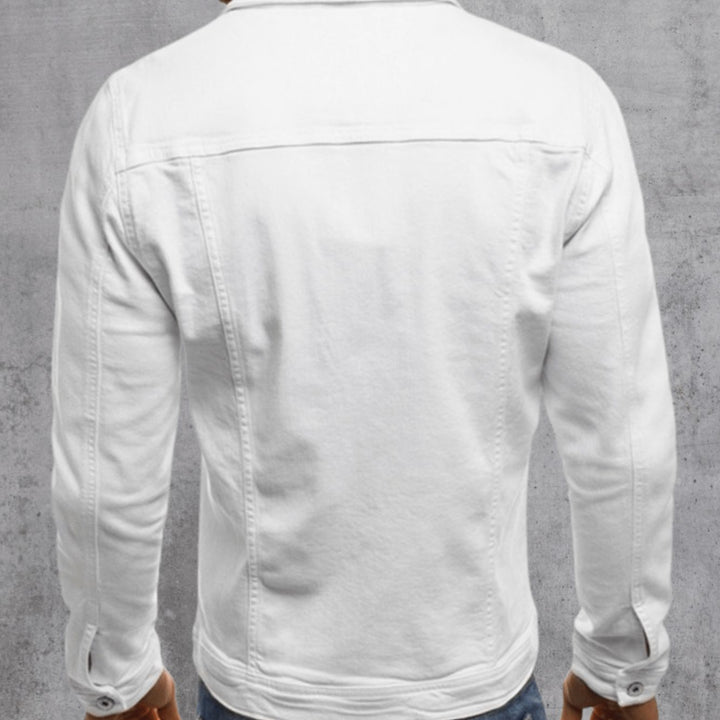 Men's Slim-Fit Button-Up Denim Jacket Chest Pockets