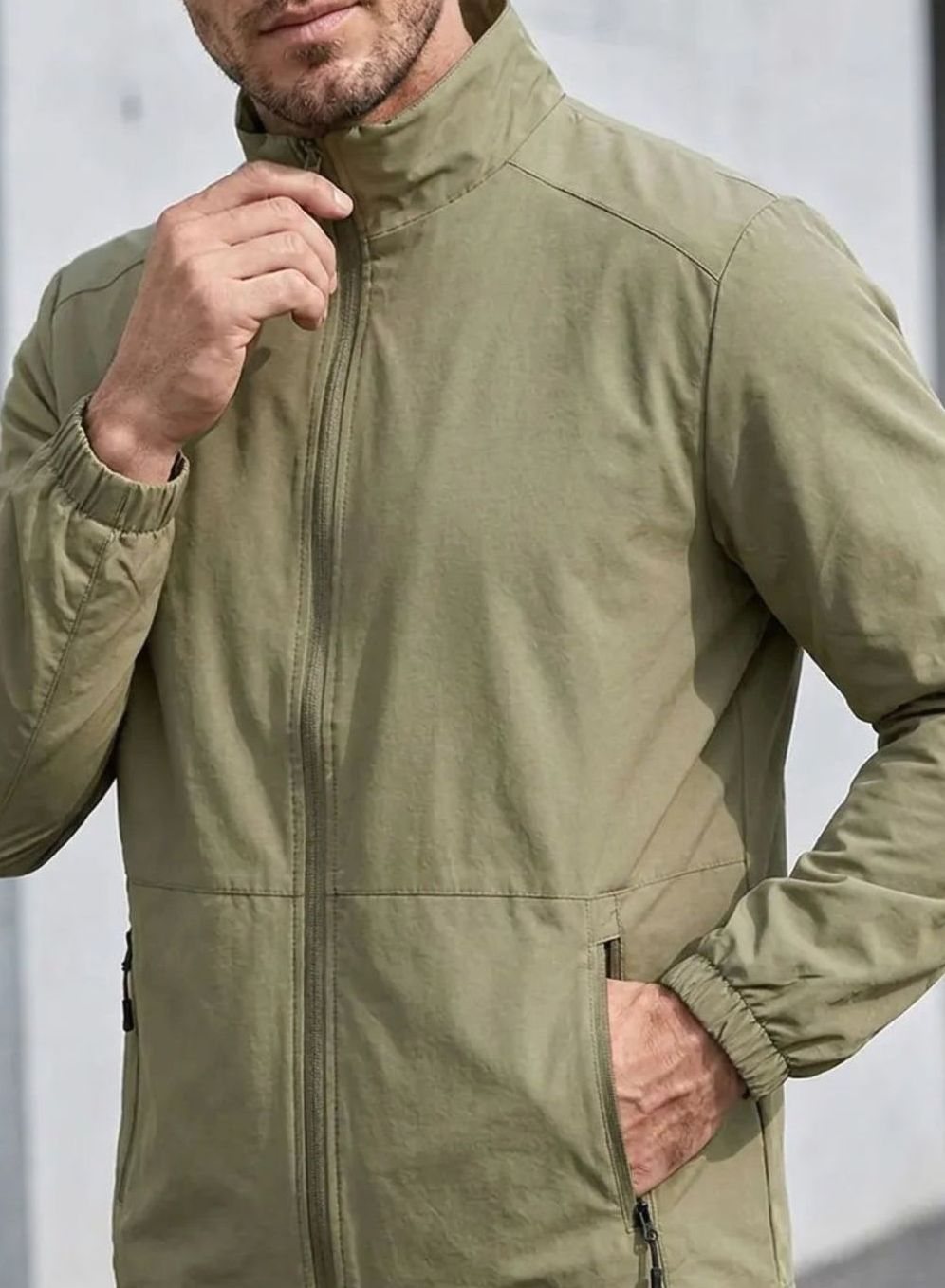 Men's Slim-Fit Full-Zip Stand-Collar Lightweight Jacket