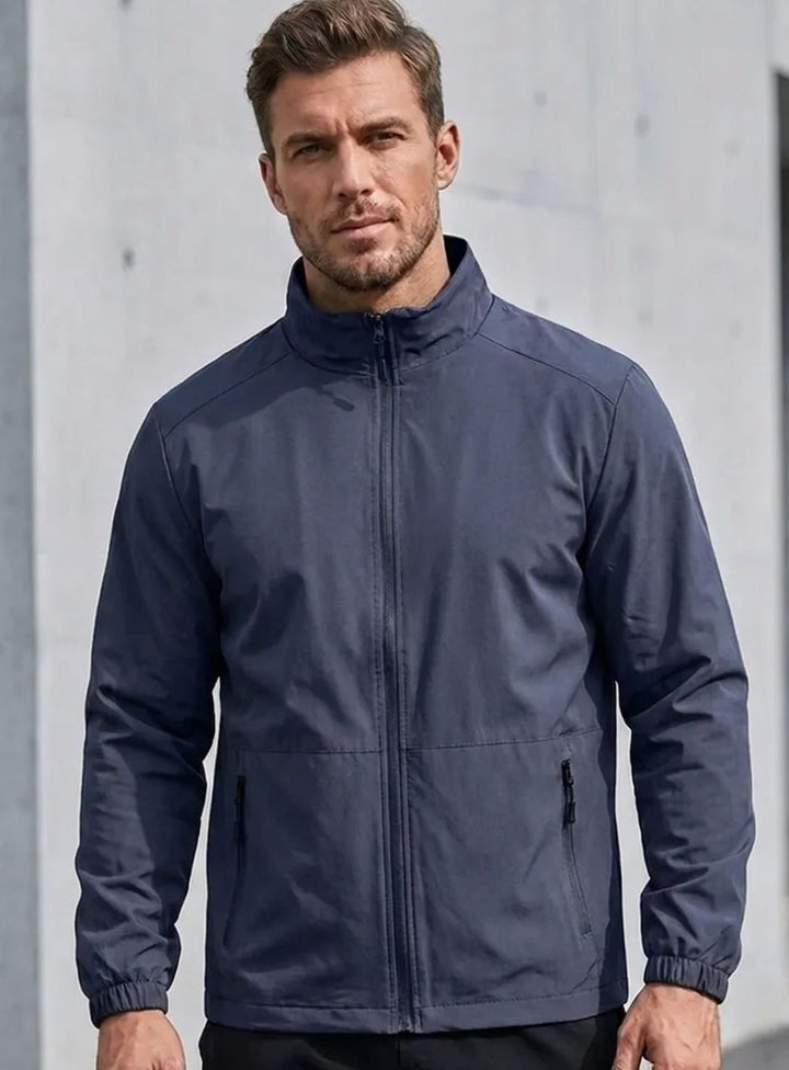 Men's Slim-Fit Full-Zip Stand-Collar Lightweight Jacket - Blue