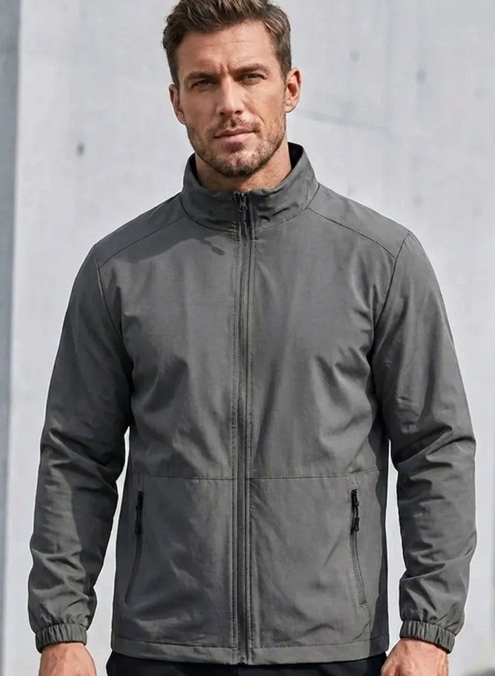 Men's Slim-Fit Full-Zip Stand-Collar Lightweight Jacket - Grey