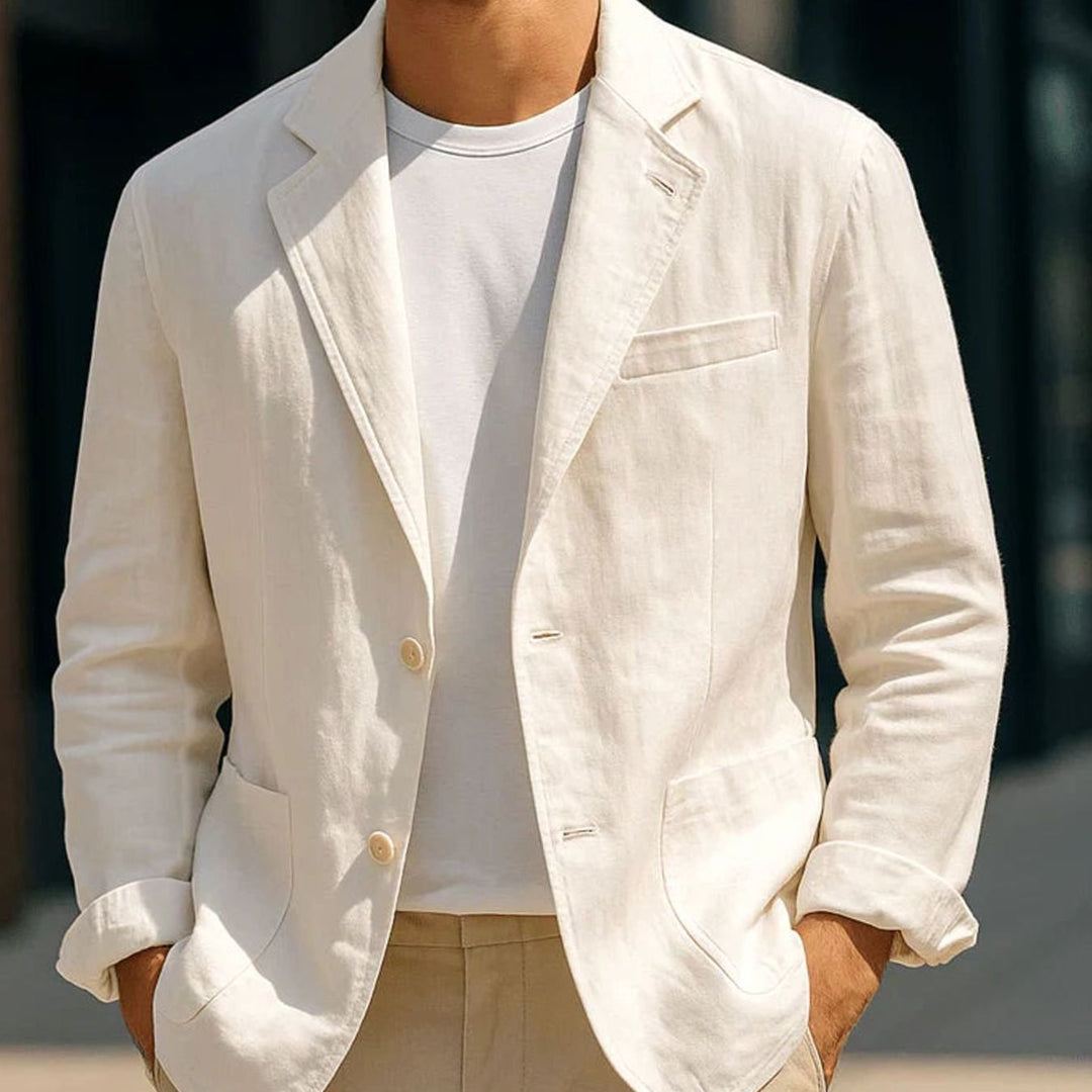 Men's Slim-Fit Lightweight Two-Button Blazer - White