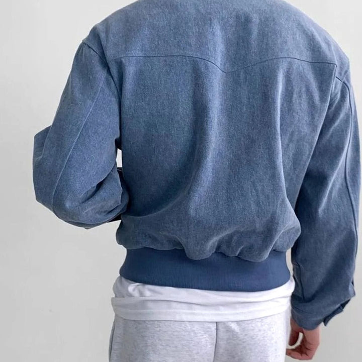Men's Suede Bomber Jacket Tailored Zip-Up