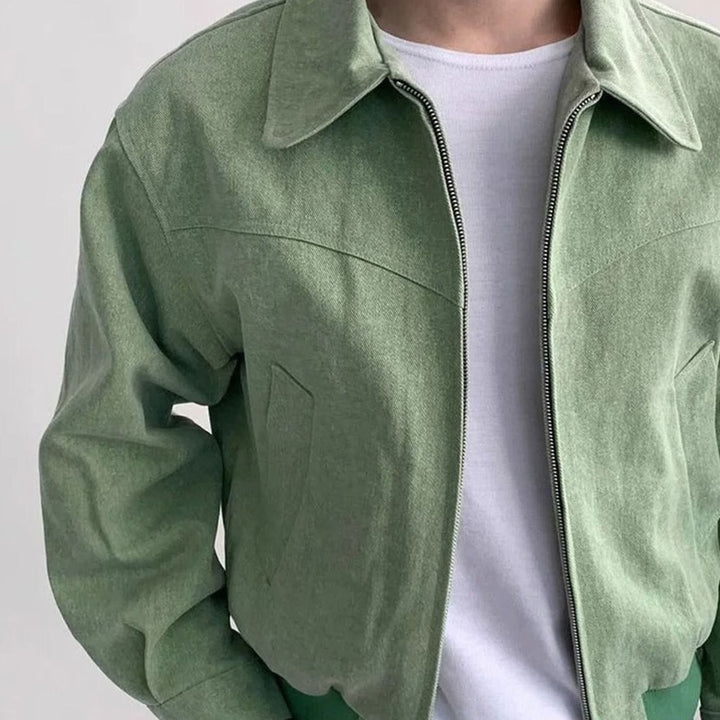 Men's Suede Bomber Jacket Tailored Zip-Up