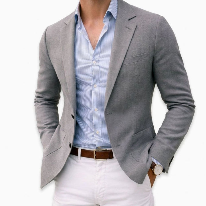 Men's Tailored Notch-Lapel Knit Blazer - Silver