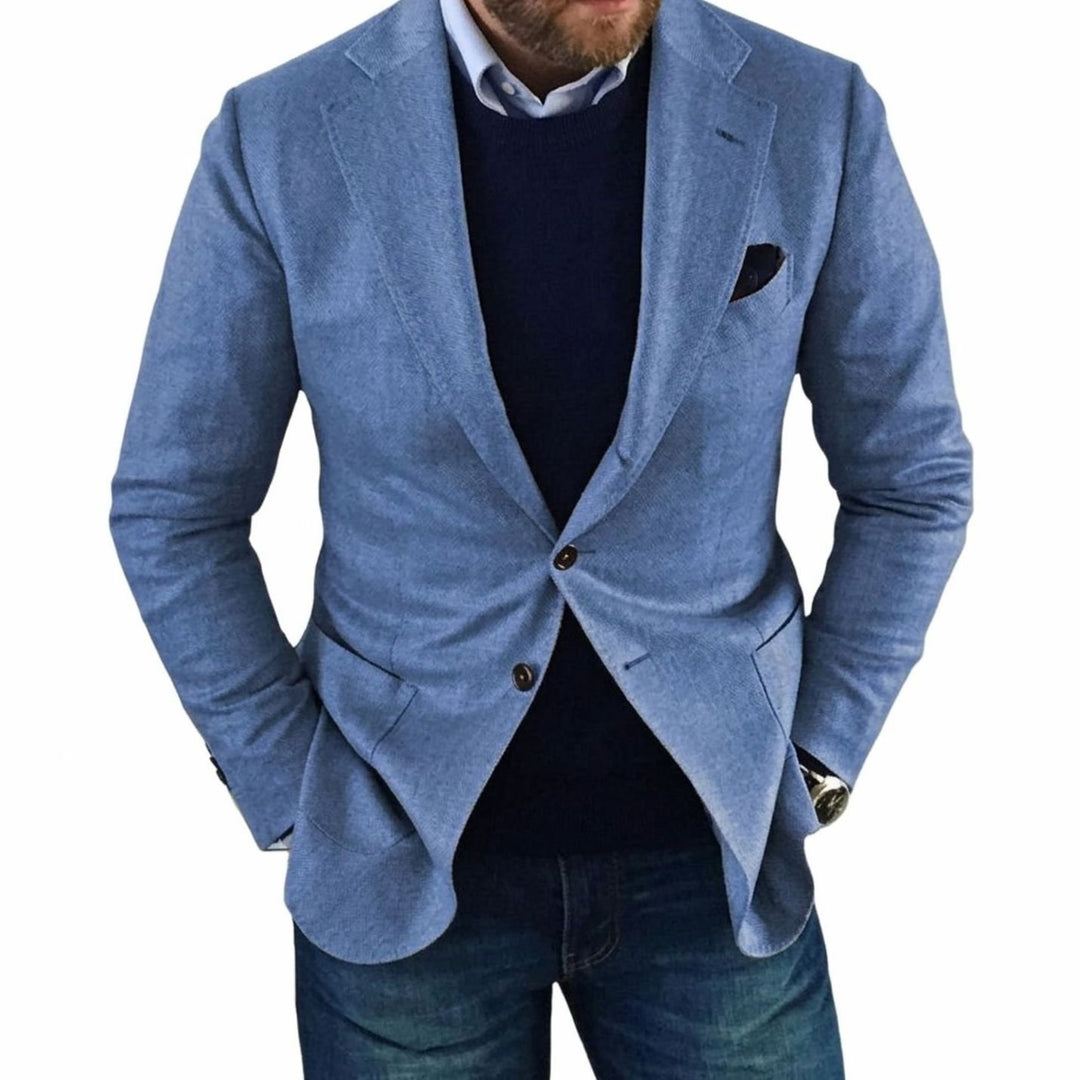 Men's Tailored Single-Breasted Notch-Lapel Blazer - Blue