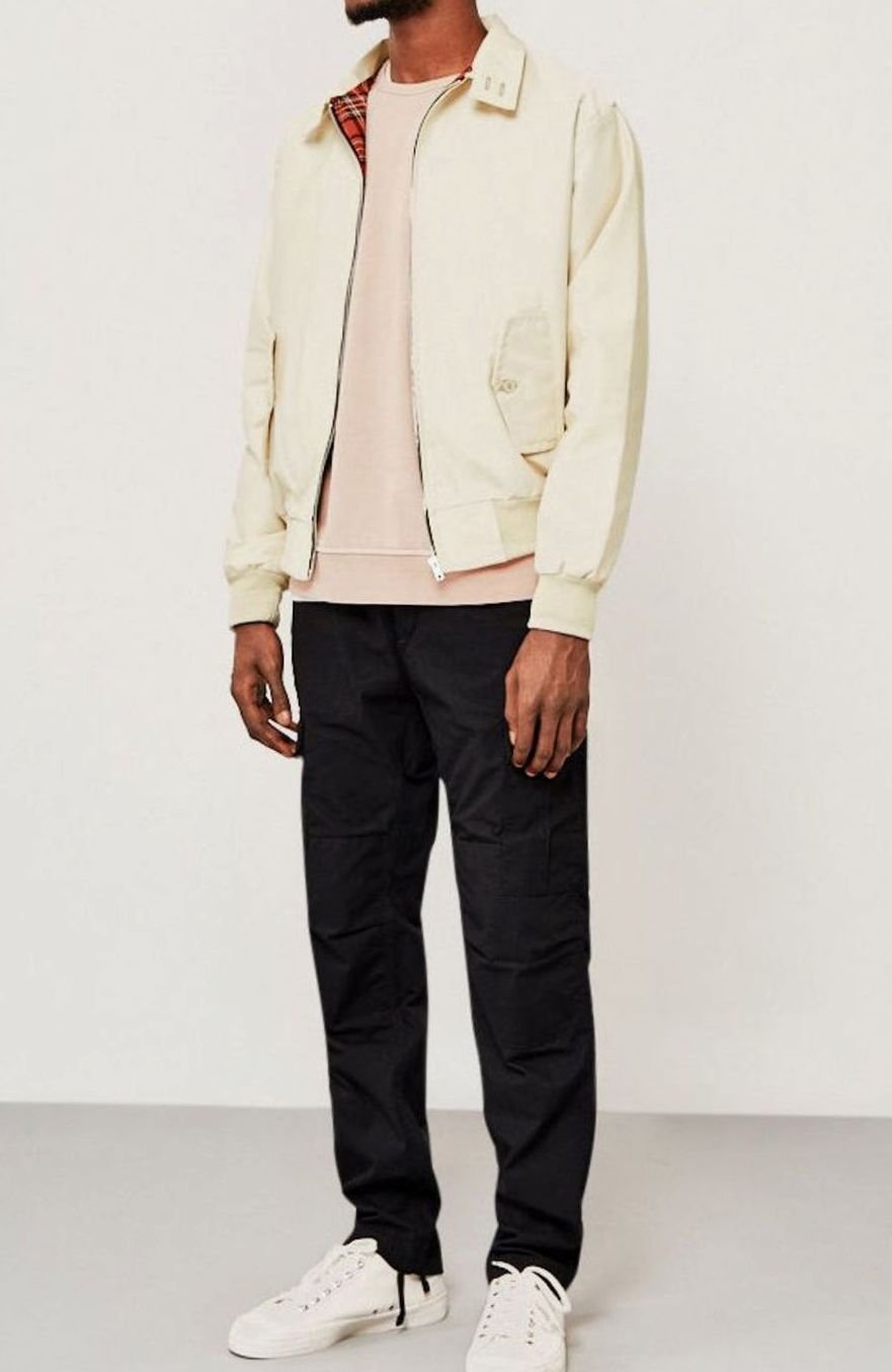 Men's Tartan-Lined Zip-Up Harrington Bomber Jacket