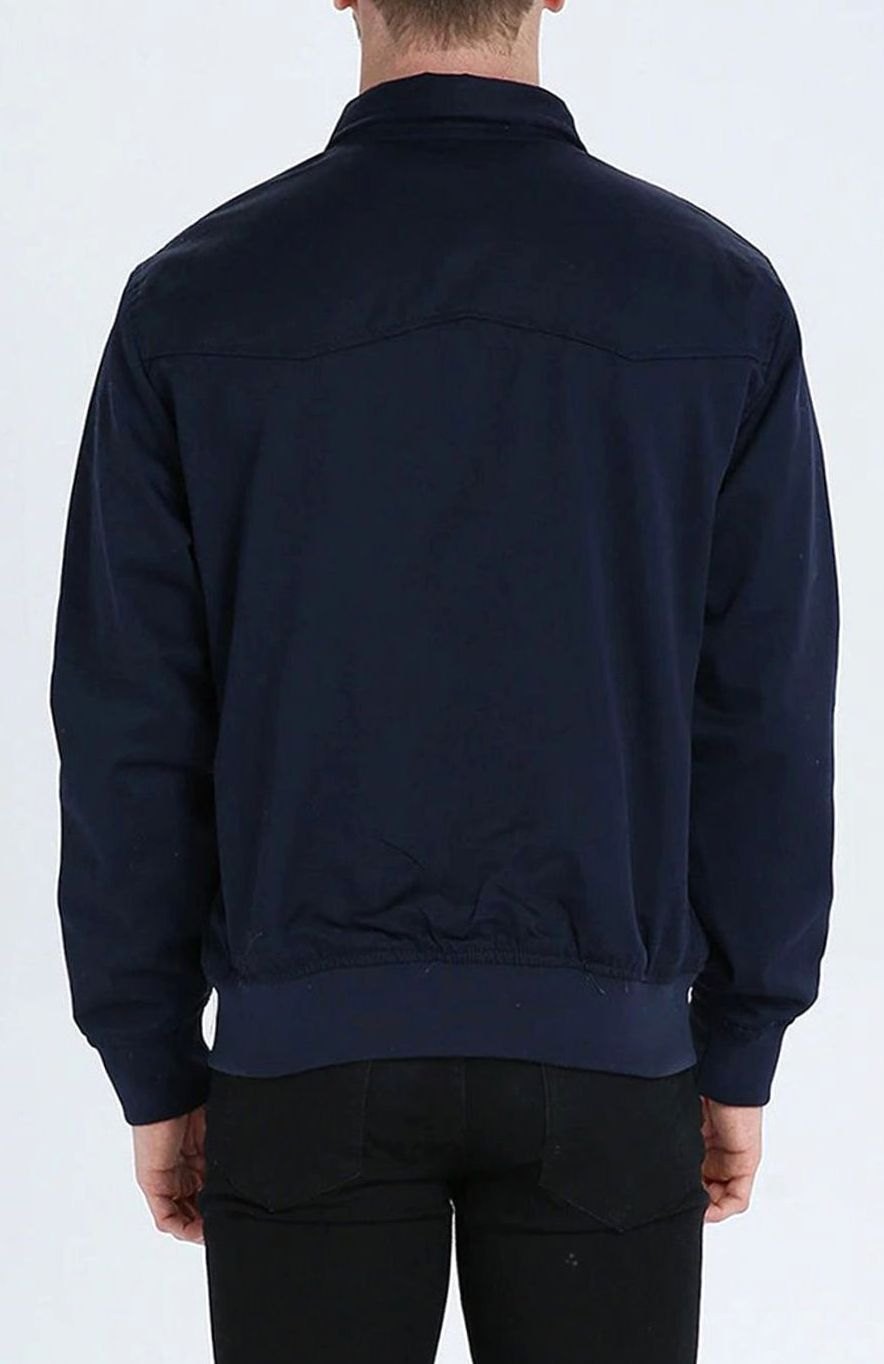 Men's Tartan-Lined Zip-Up Harrington Bomber Jacket