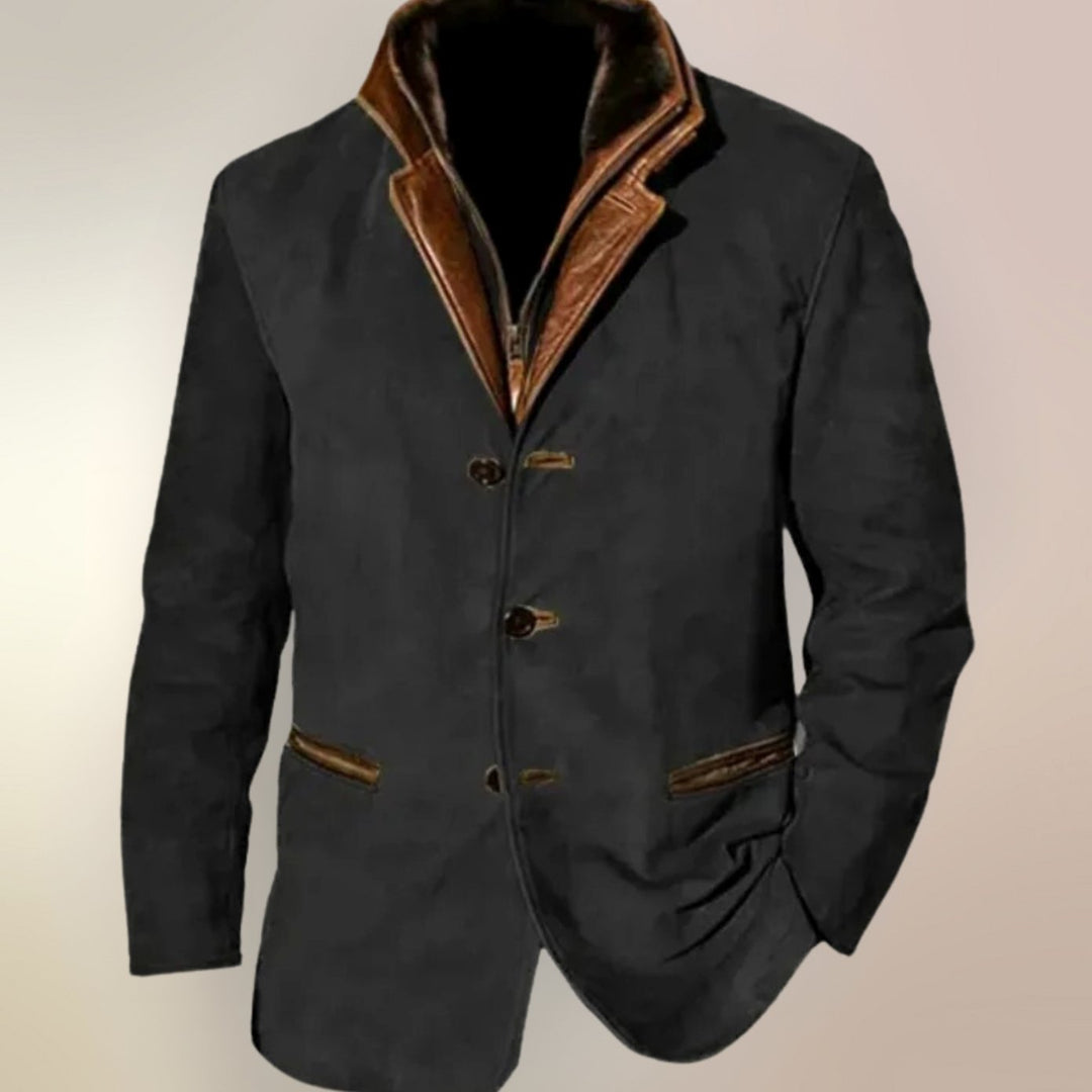 Men's Vintage Suede Single-Breasted Blazer Jacket