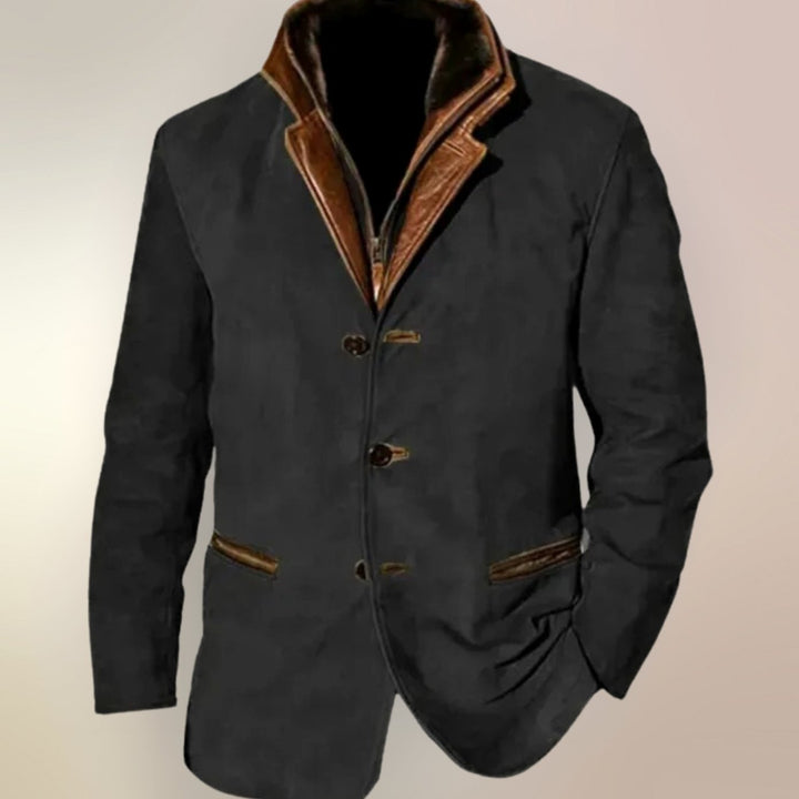 Men's Vintage Suede Single-Breasted Blazer Jacket
