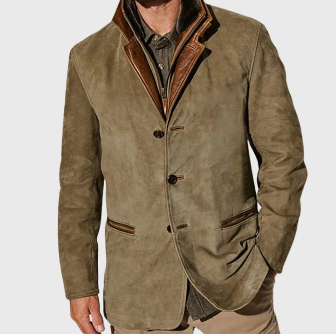 Men's Vintage Suede Single-Breasted Blazer Jacket
