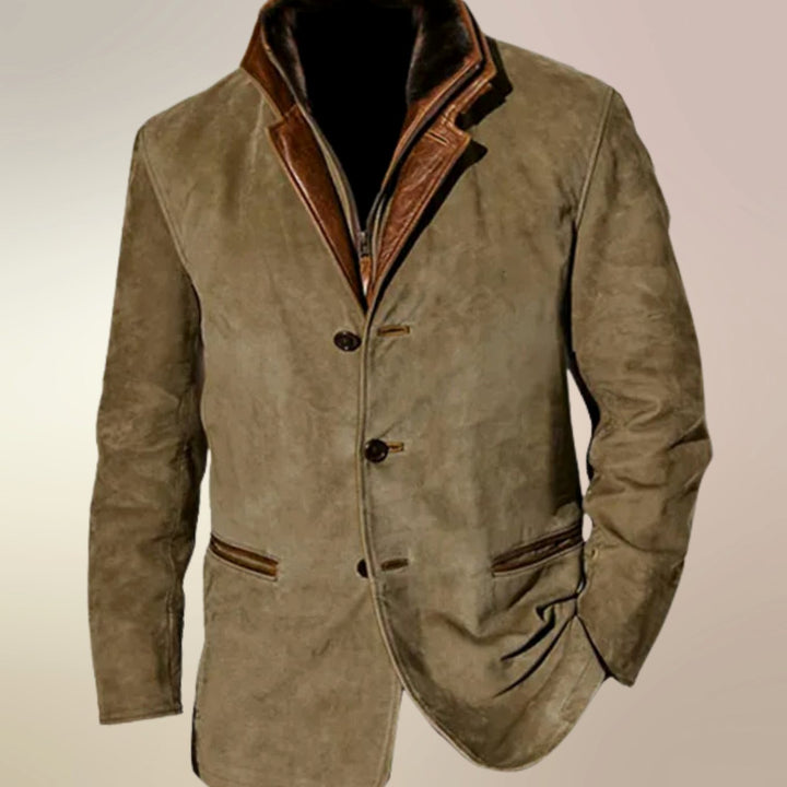 Men's Vintage Suede Single-Breasted Blazer Jacket