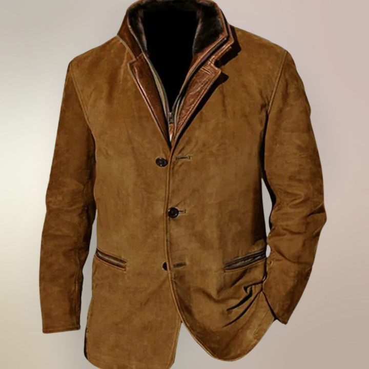 Men's Vintage Suede Single-Breasted Blazer Jacket